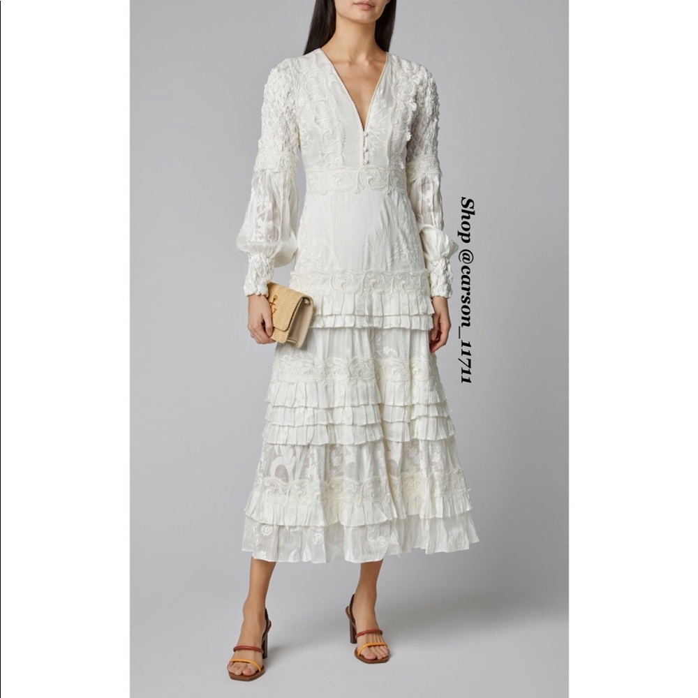 NWT Alexis Gallinda Embroidered Tiered Midi Dress